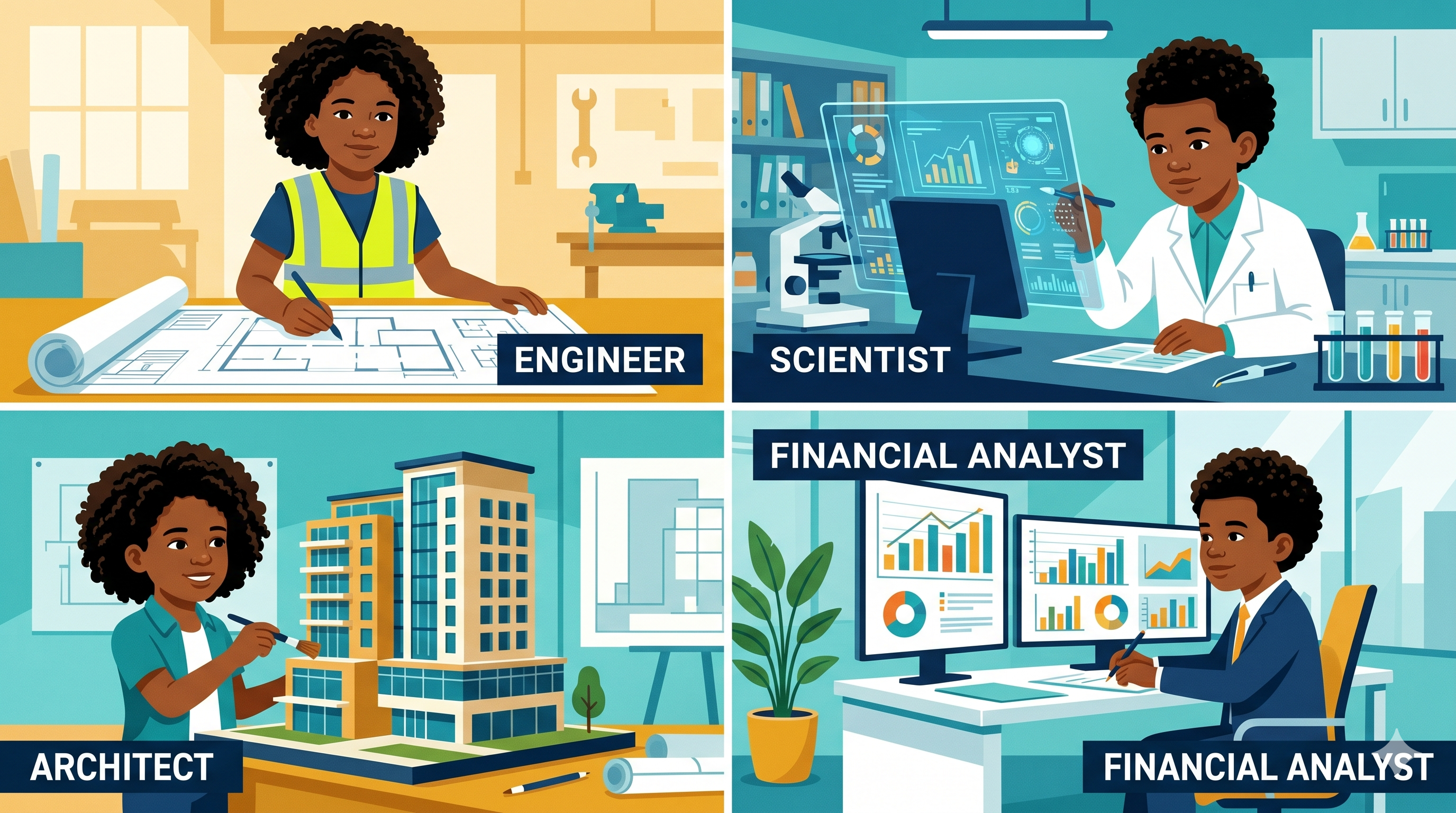 Number-smart career pathways — Engineer, Scientist, Architect, Financial Analyst